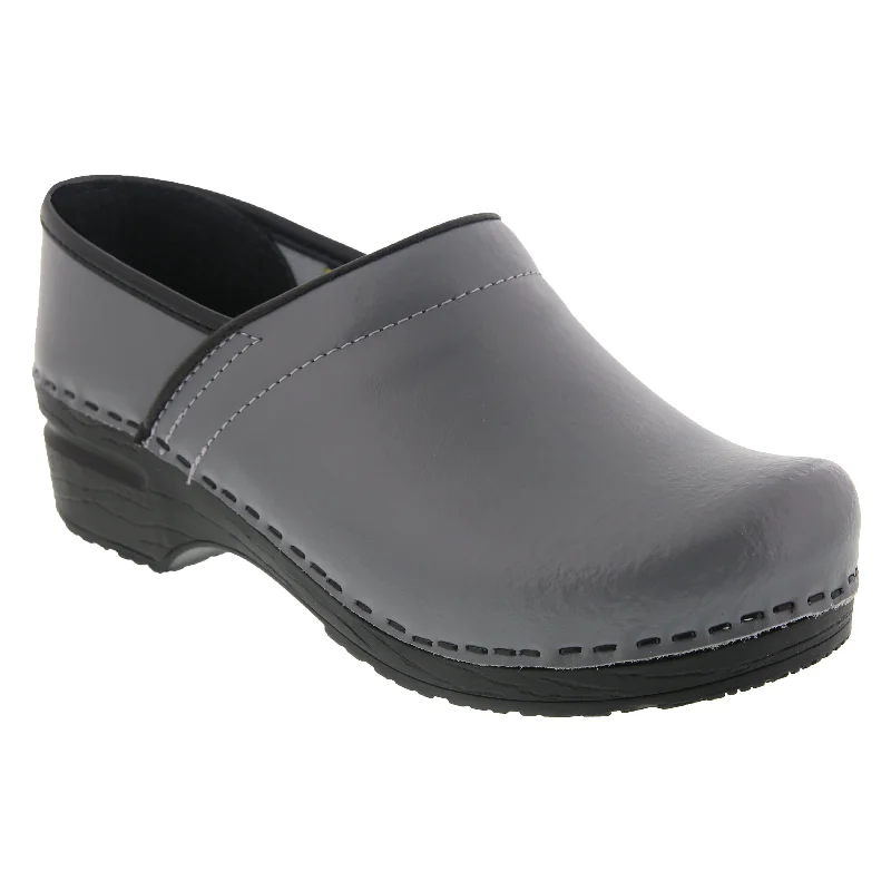 BJORK Professional ELLA Grey Leather Clogs - CLOSEOUT