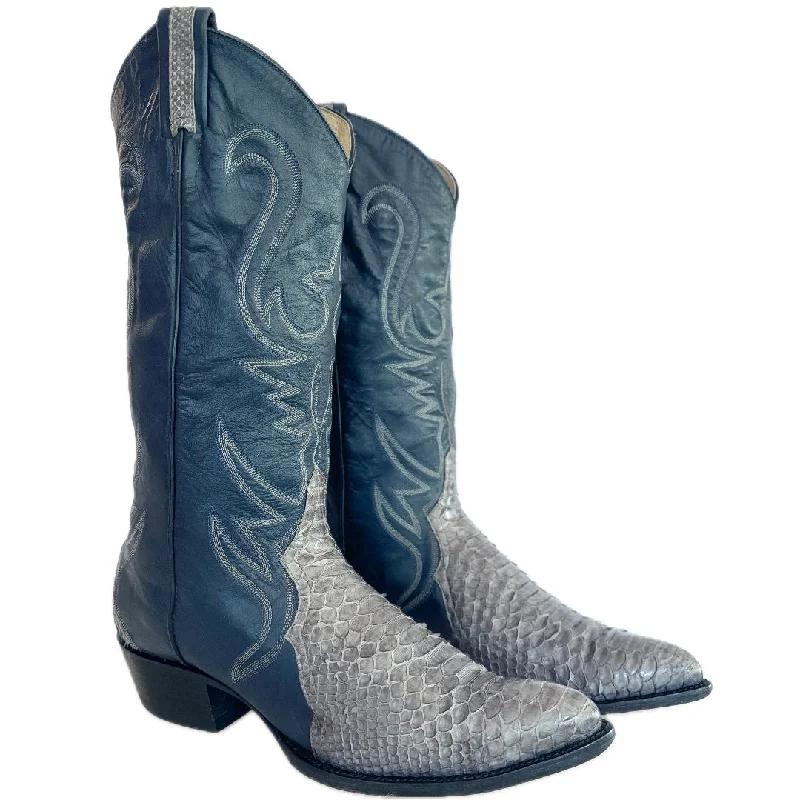 LARRY MAHAN Vintage Snakeskin Exotic Triad Cowboy Boots