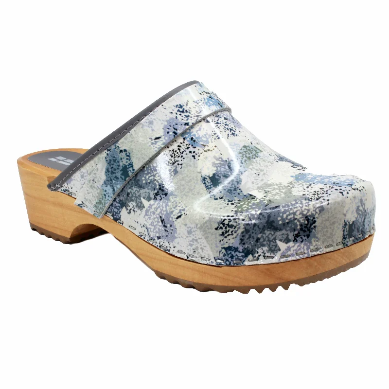 BJORK Maja Wood Abby Printed Leather Clogs - FACTORY SECOND