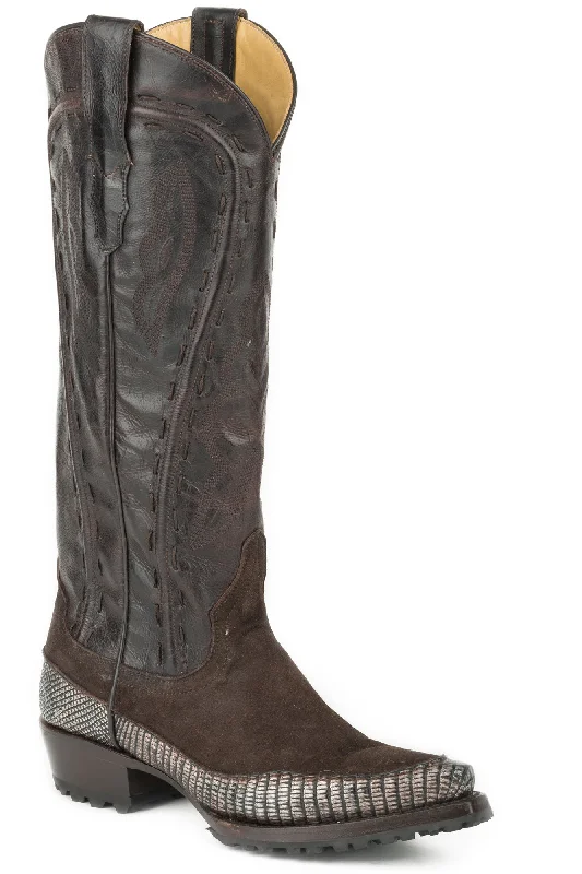 Stetson Dakota Womens Brown Lizard Cowboy Boots 6.5