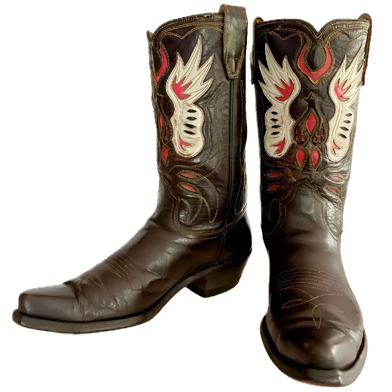 ACME Vintage Thunderbird Brown Red Cowgirl Cowboy Boots