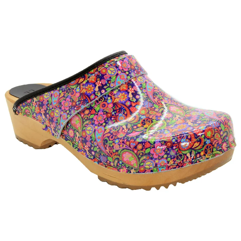 BJORK Peace Wood Open Back Leather Clogs - CLOSEOUT