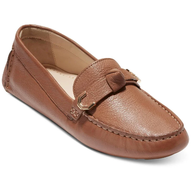 Evelyn Bow driver Womens Leather Round Toe Loafers