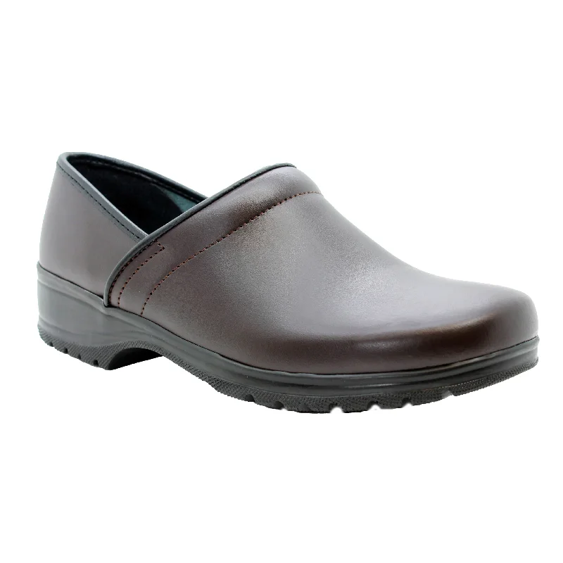 BJORK Men's Flex Pro Closed Back Brown Leather Clogs