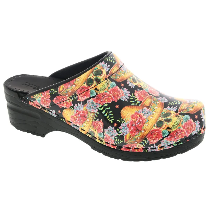 BJORK OPEN VERA Limited Edition Sugar Skull Leather Clogs - CLOSEOUT