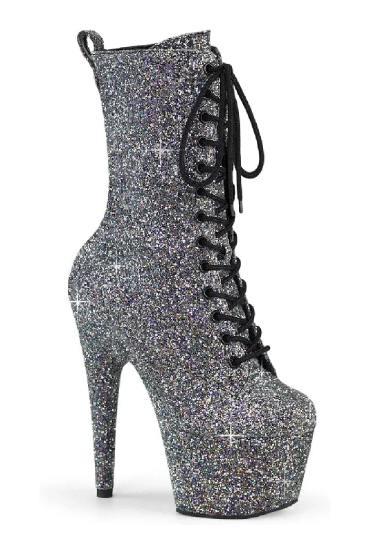 ADORE-1040GR Black Glitter Ankle Boot