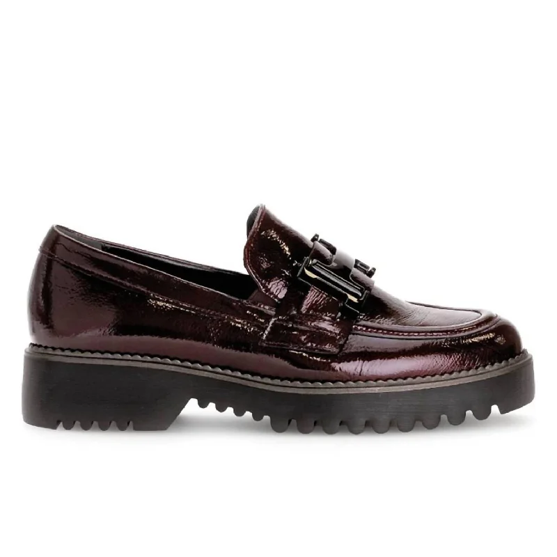 Women's Patent Leather Loafer In Burgandy