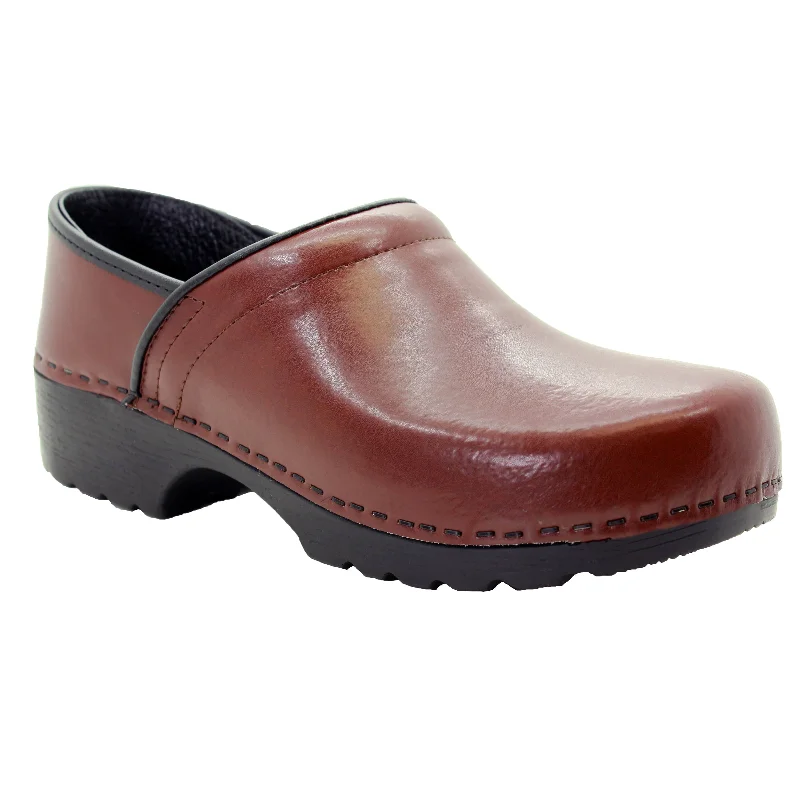 BJORK Men's Swedish Professional Brown Leather Clogs