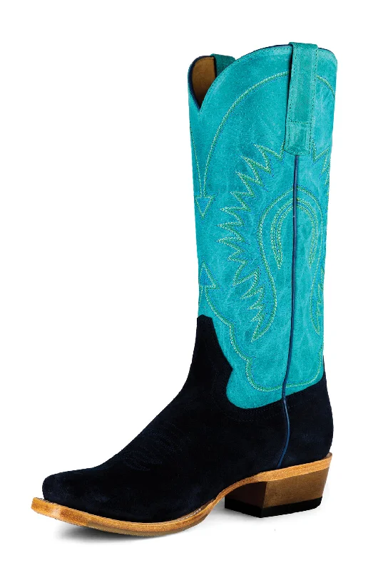 Macie Bean Womens Looney Moon Marine Blue Suede Cowboy Boots 10 M