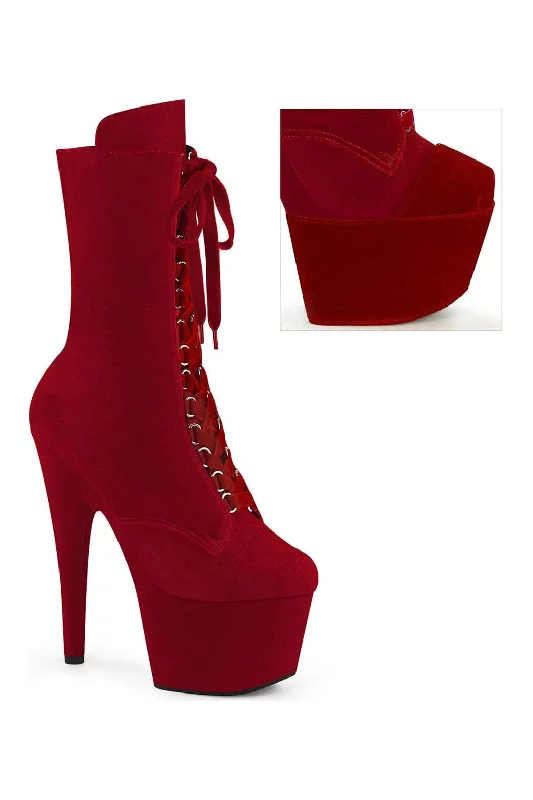 ADORE-1045VEL Red Velvet Ankle Boot