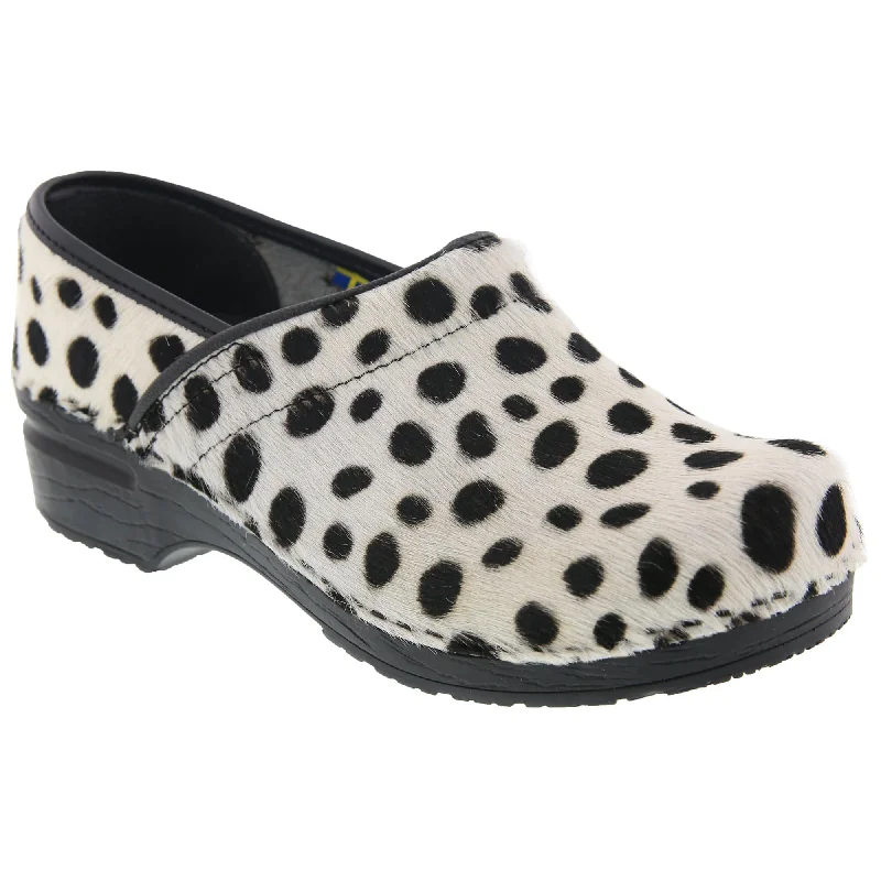 BJORK PROFESSIONAL Safari Leather and Fur Clogs in Ocelot Print - FACTORY SECOND