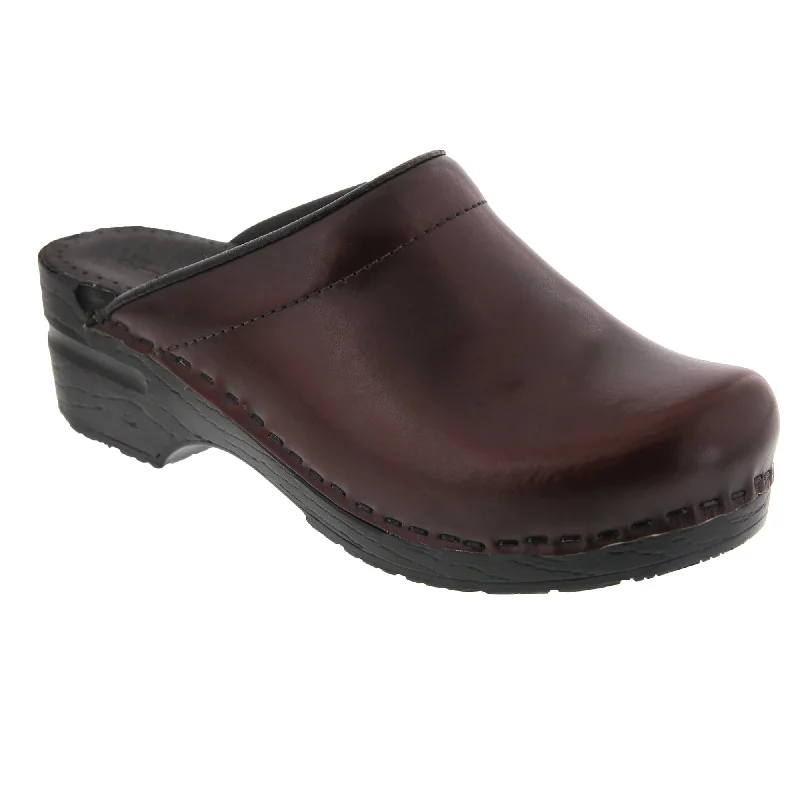 BJORK STELLA Open Back Cabrio Leather Clogs