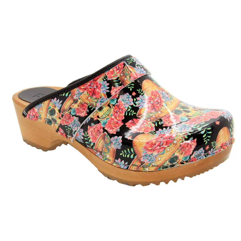 BJORK Vera Wood Open Back Leather Clogs - CLOSEOUT