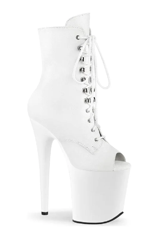 FLAMINGO-1021 White Faux Leather Ankle Boot