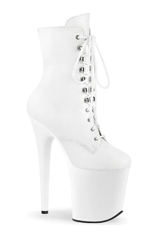 FLAMINGO-1020 White Faux Leather Ankle Boot