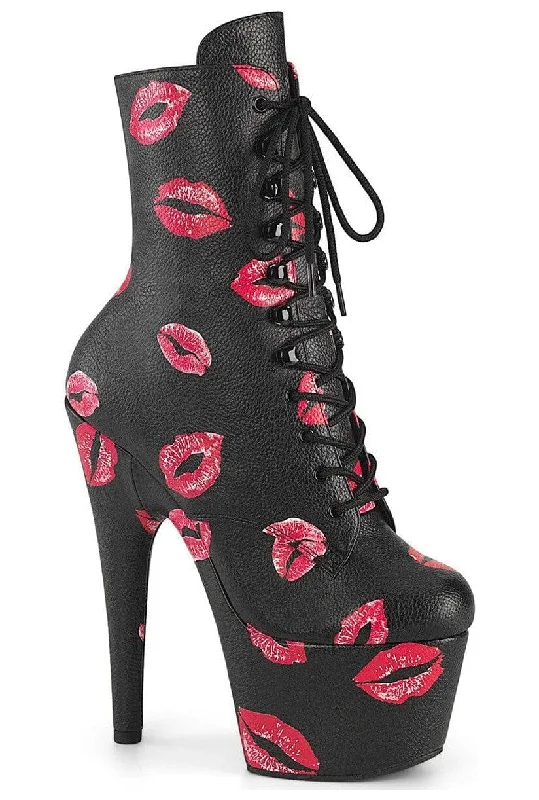 ADORE-1020KISSES Black Faux Leather Ankle Boot