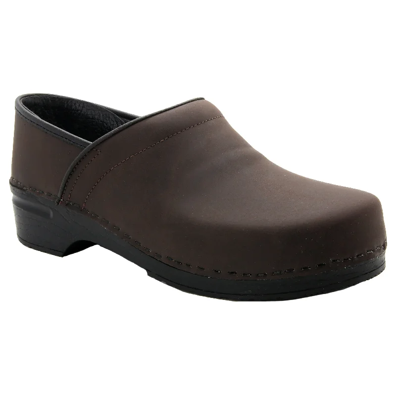 BJORK PRO LIAM Men's Brown Oiled Leather Clogs