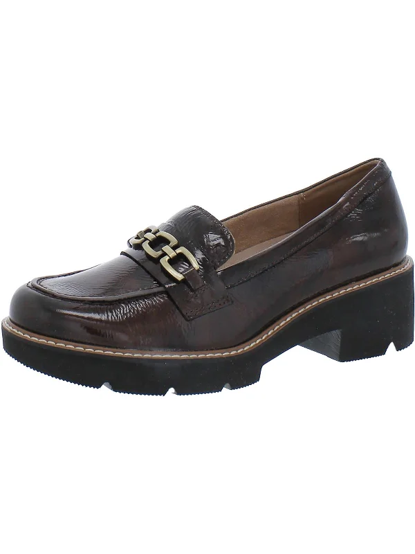 Diedre Womens Patent Leather Textured Loafers