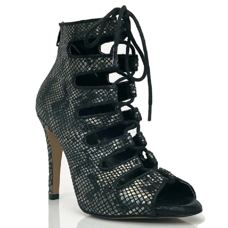 Luciana - Black Metallic Snake - Street Sole