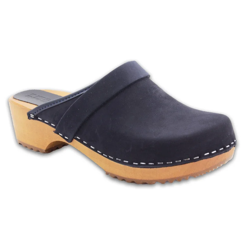 BJORK Maja Wood Open Back in Nubuck Leather - FACTORY SECOND