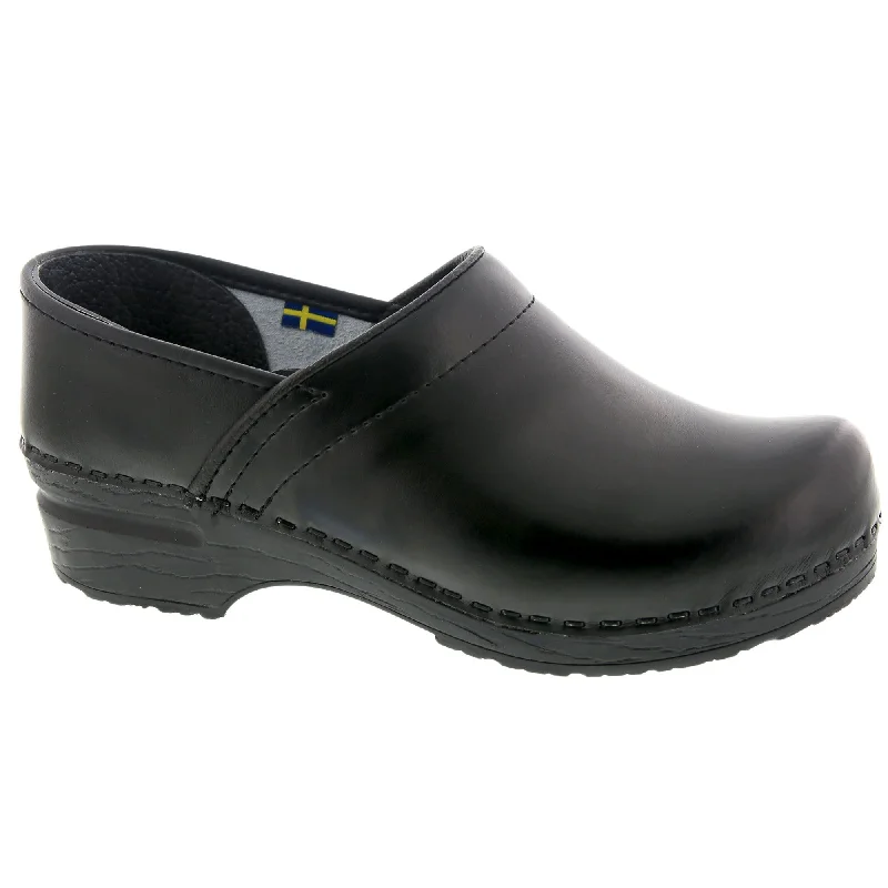 BJORK Professional ELLA Black Leather Clogs