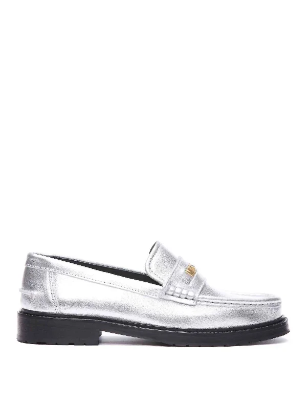 Women's Laminated Calfskin Loafer In Silver