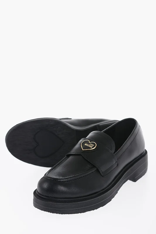 Moschino Love Leather Loafers With Heart-Shaped Detail