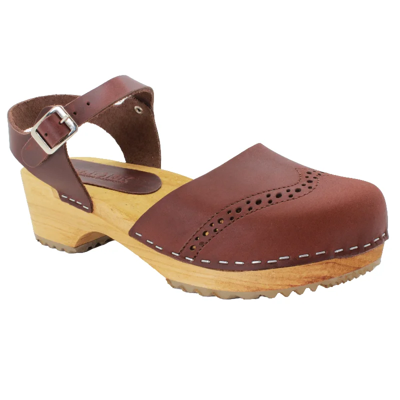 BJORK Gerda Leather Closed-Toe Wooden Clog Sandals