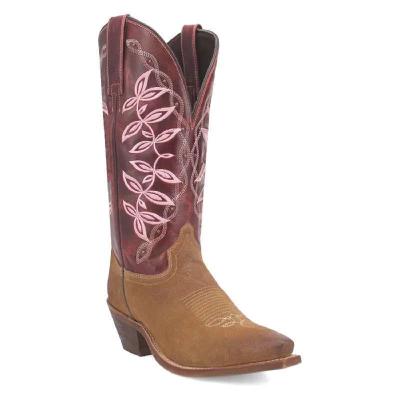 Laredo Womens Kama Honey/Red Leather Cowboy Boots