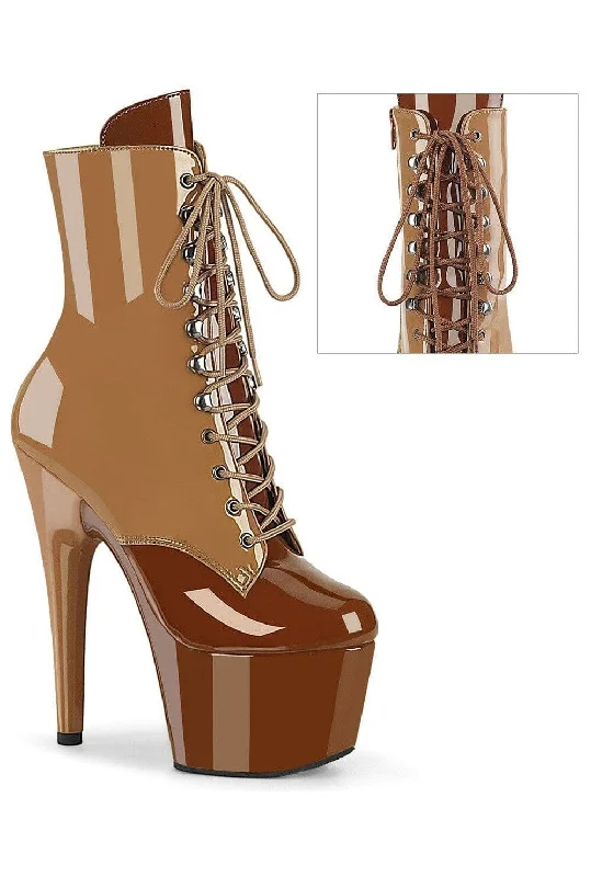 ADORE-1020DC Brown Patent Ankle Boot