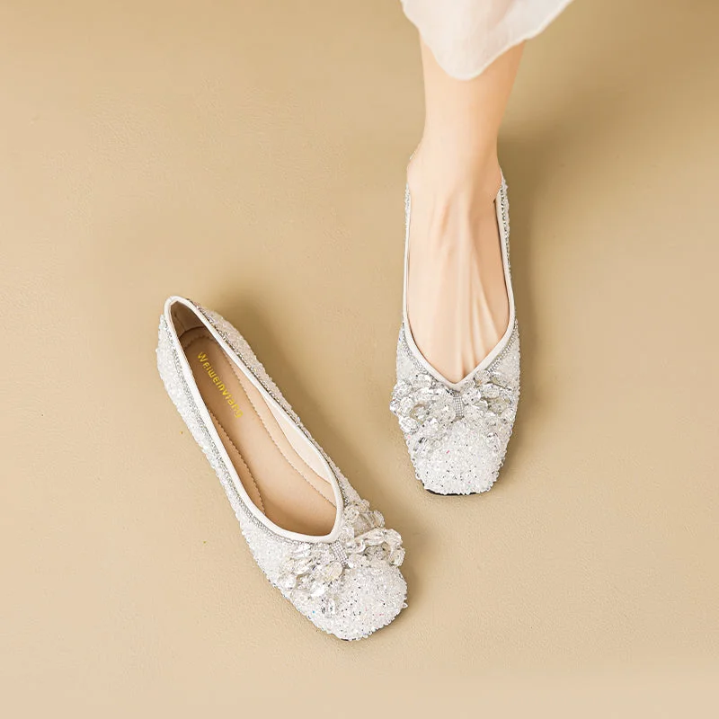 Women Fashion Crystal Comfort Soft Flats