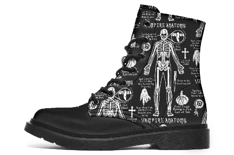 Vampire Study Boots - Vegan Leather Doc-Style Boots with Durable Stitched on Soles