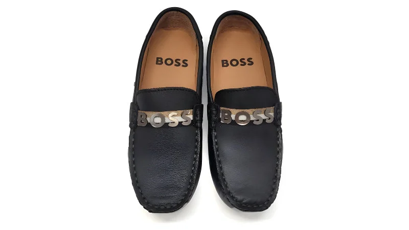 HUGO BOSS Black Embossed Ribbon Slip On Loafer -J29363-