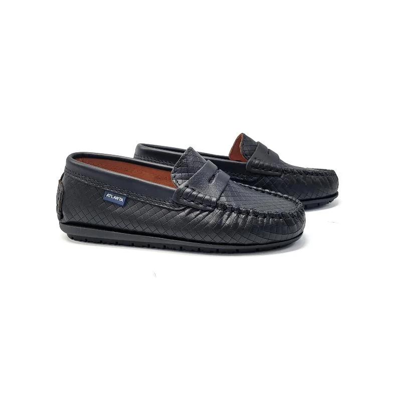 Atlanta Mocassin Black Lattice Penny Loafer 032