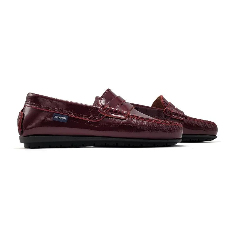 Atlanta Mocassin Burgundy Patent Penny Loafer 032