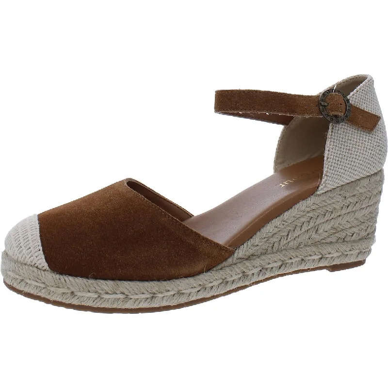 Barbour Womens Suede Closed Toe Wedge Sandals