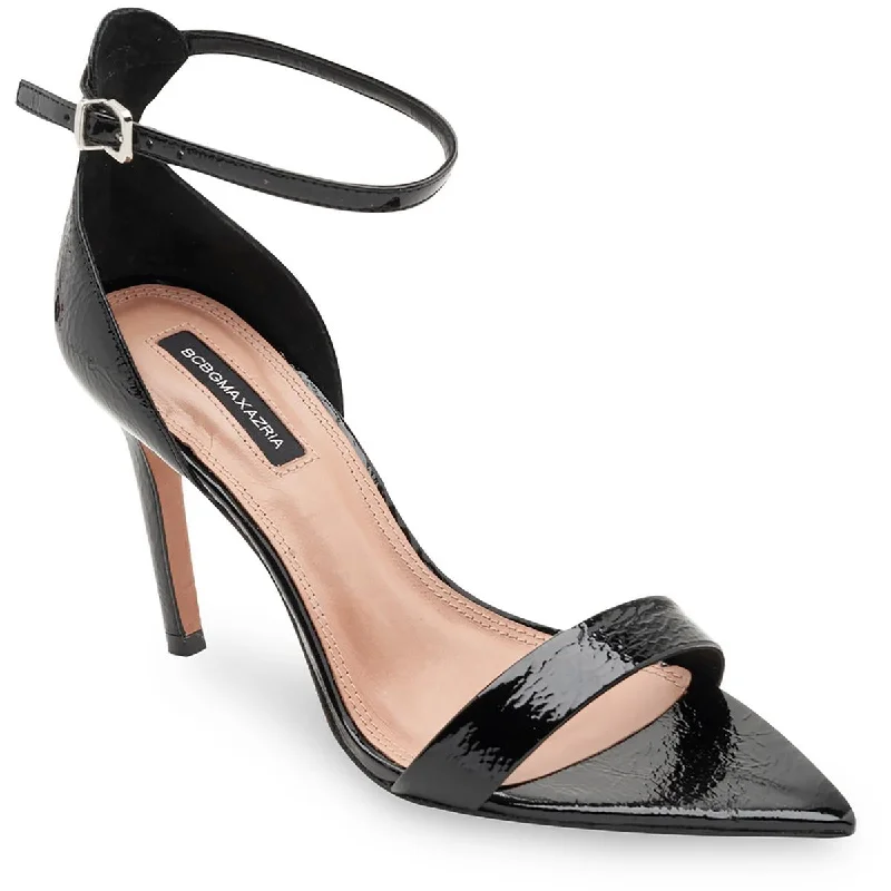 BCBGMAXAZRIA Womens Demia Patent Leather Ankle Strap Heels