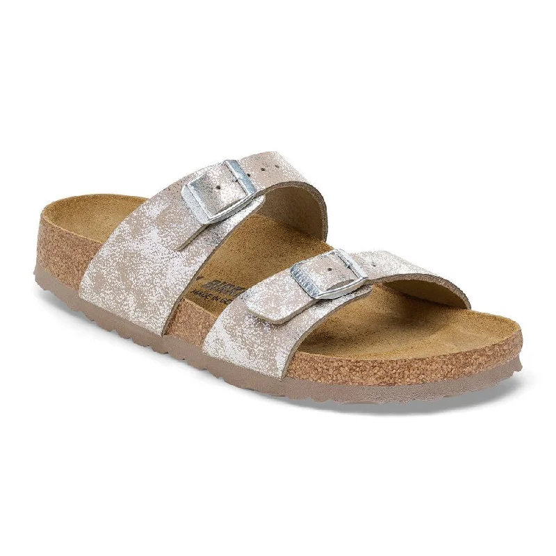 'Birkenstock' Women's Sydney Sandal - Washed Taupe / Silver