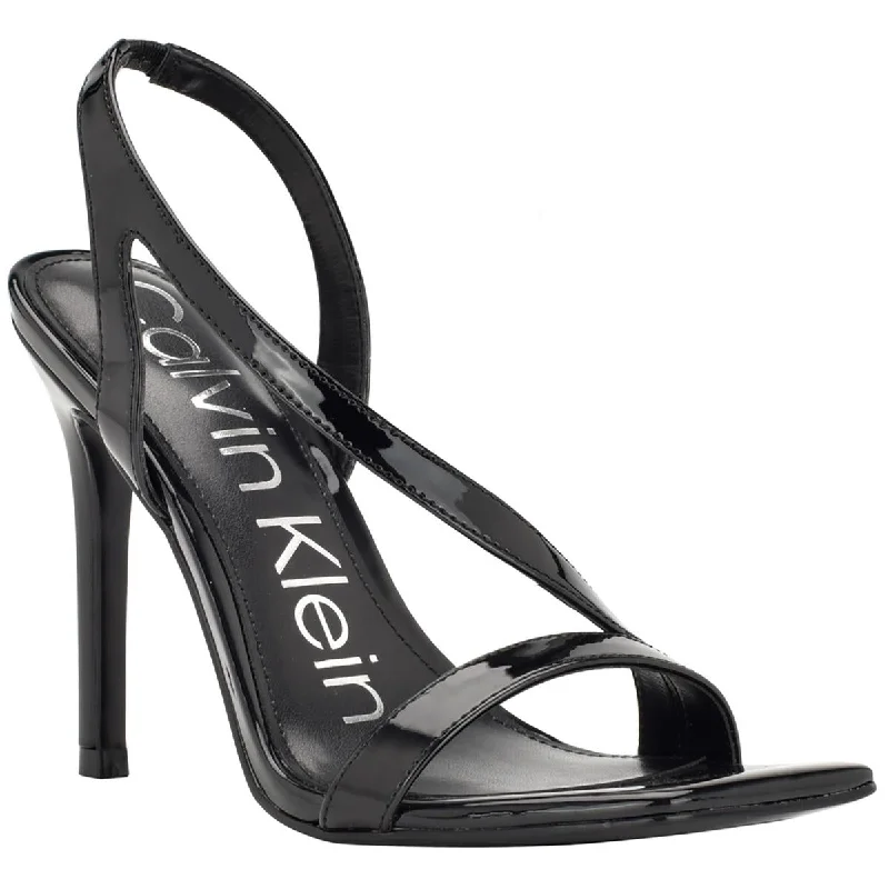 Calvin Klein Womens Tallon Patent Open Toe Heels