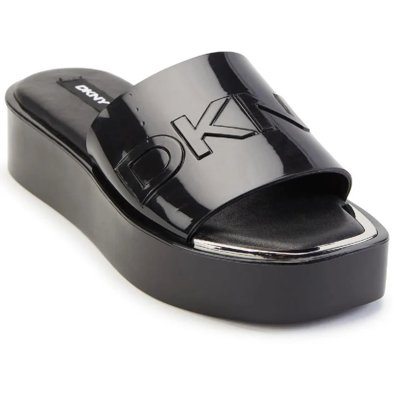 DKNY Womens LAREN-PLATFORM SLID Slides Wedge Flatform Sandals