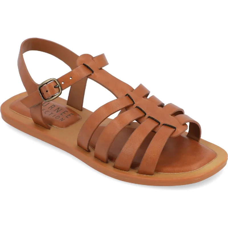 Journee Collection Womens Benicia Faux Leather Strappy Fisherman Sandals