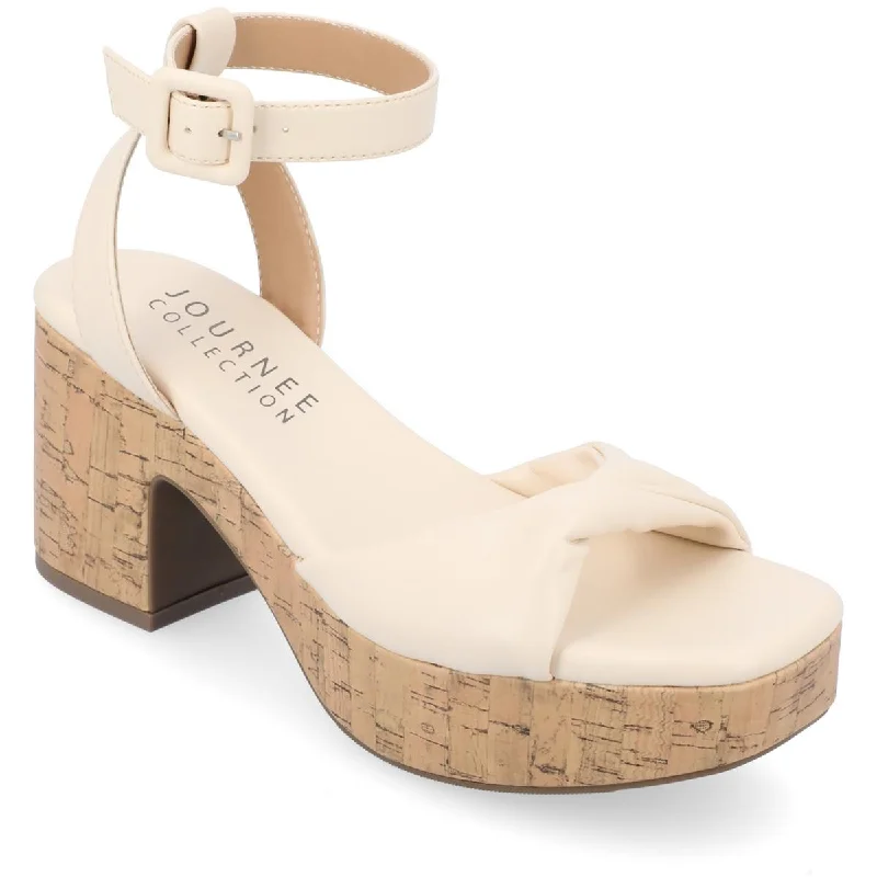 Journee Collection Womens EIANNA Ankle Strap Cork Platform Block Heel