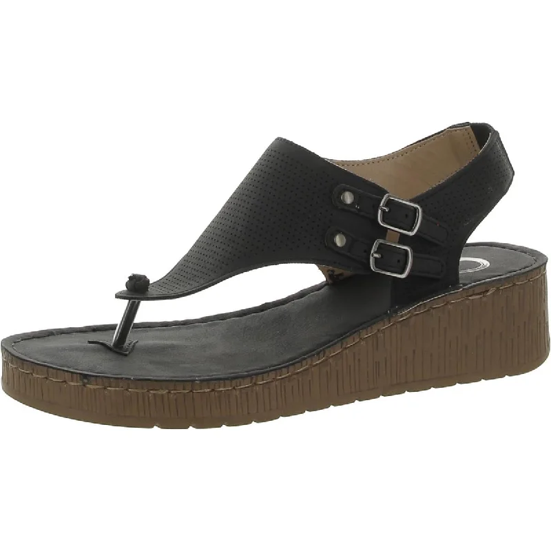 Journee Collection Womens Faux Leather Dressy Thong Sandals