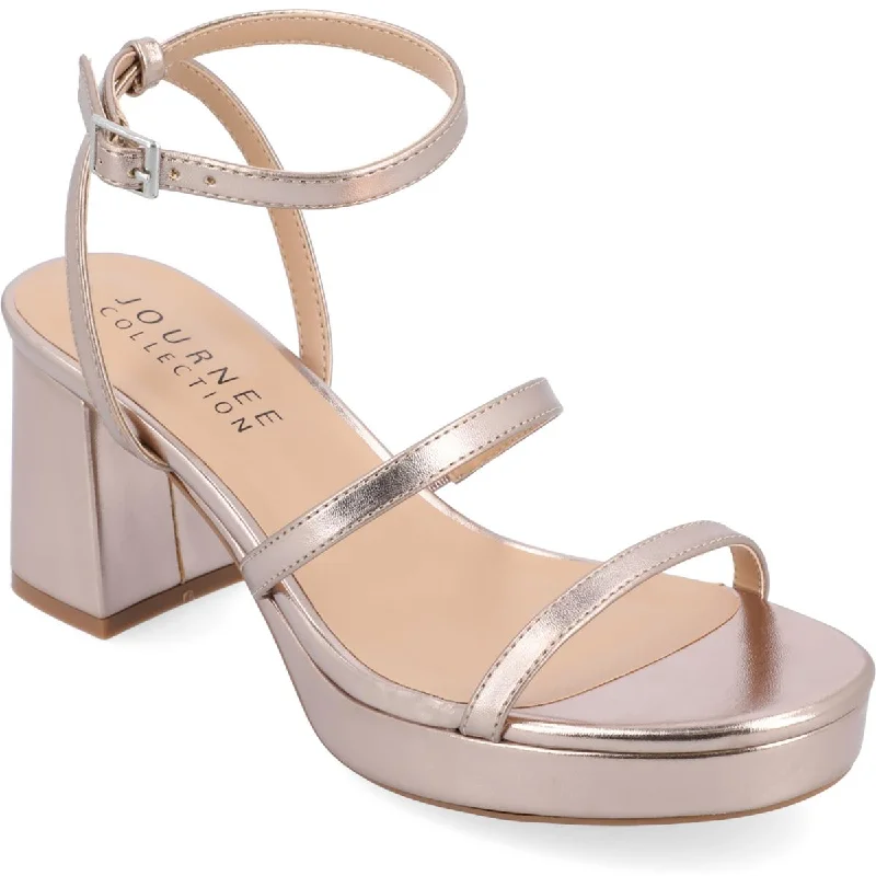 Journee Collection Womens SAMILEE Ankle strap Open toe buckle Block Heel