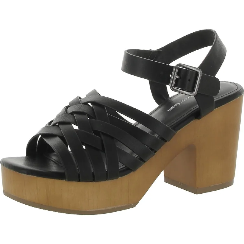 Journee Collection Womens Square toe Ankle strap Block Heel