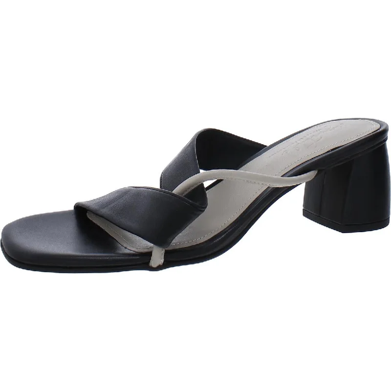 Journee Signature Womens Leather Slip-On Slide Sandals