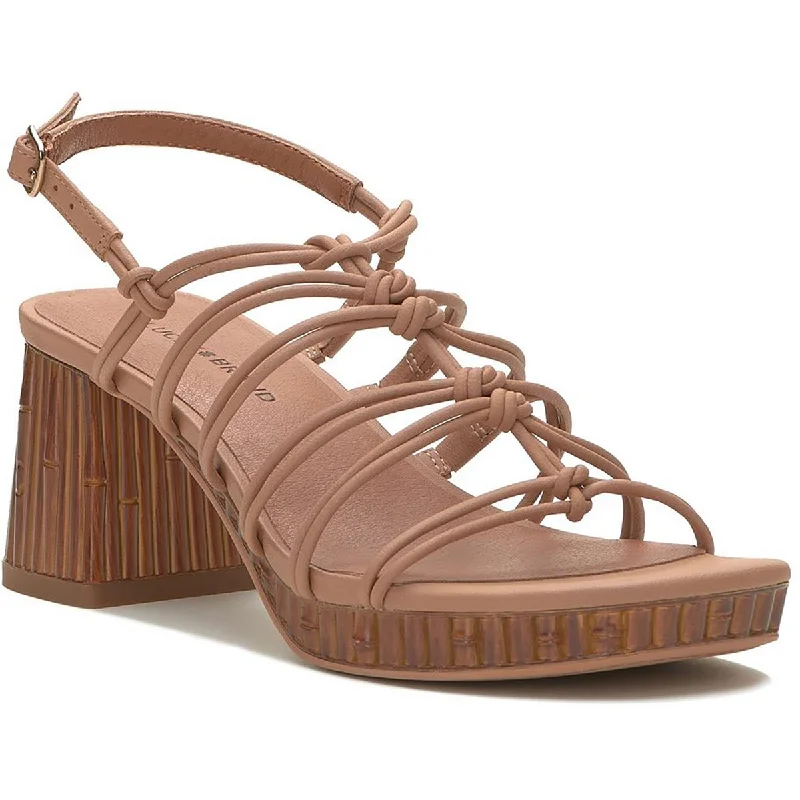 Lucky Brand Womens Bassie Faux Leather Caged Heels