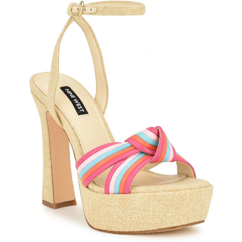 Nine West Womens Irna Woven Ankle Strap Heels