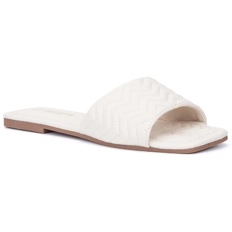 Olivia Miller Womens Quilted Slip-On Slide Sandals