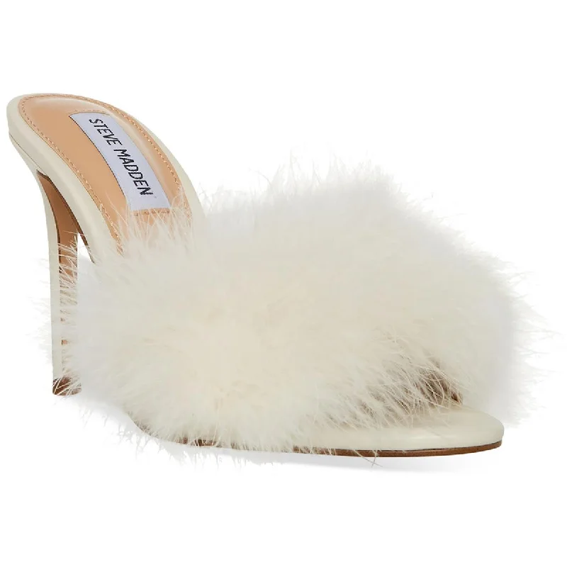 Steve Madden Womens Spin Feathers Slip On Heels